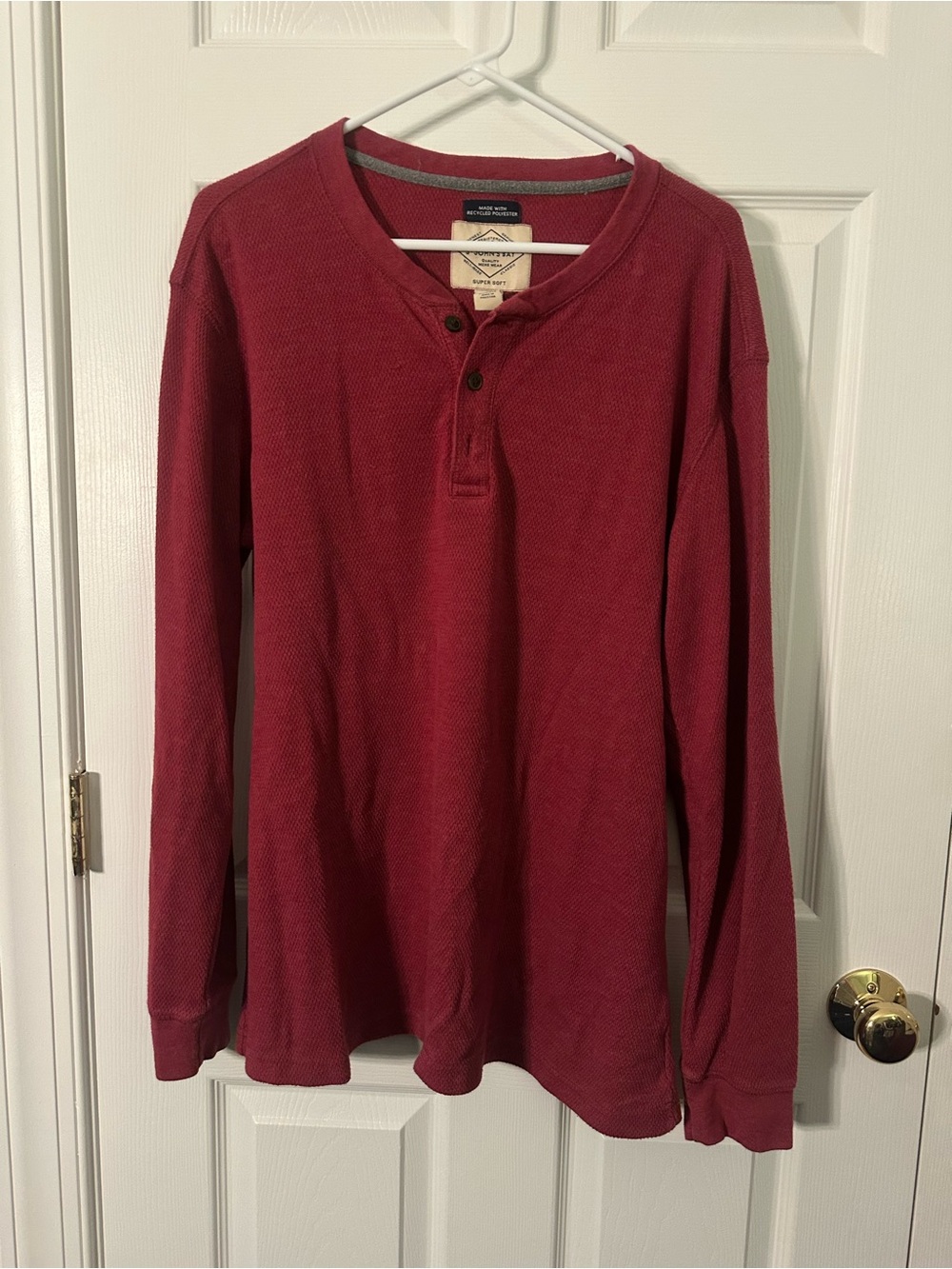 St. John's Bay Maroon Long-Sleeve Henley Shirt